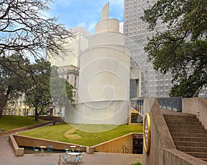 `Thanksgiving Square Chapel` by artist Philp Johnson on Pacific Avenue in downtown Dallas, Texas.