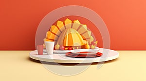 thanksgiving table decoration 3d illustration