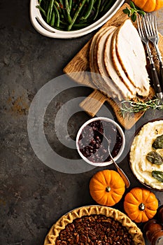 Thanksgiving table overhead shot