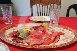 Thanksgiving table setting with glasses