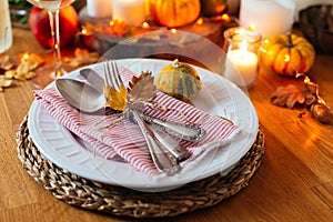 Thanksgiving table setting in a rustic style