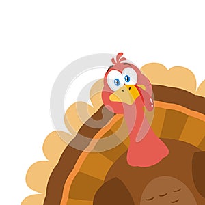 Thanksgiving Turkey Bird Cartoon Mascot Character Peeking From A Corner