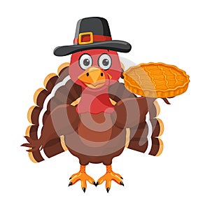 Thanksgiving turkey bird wearing a pilgrim hat.