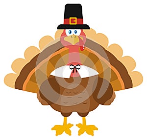 Thanksgiving Turkey Bird Wearing A Pilgrim Hat