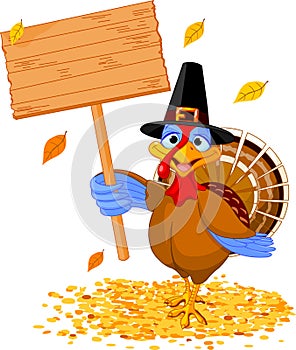 Thanksgiving turkey holding sign