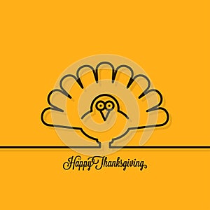 Thanksgiving turkey line on yellow background