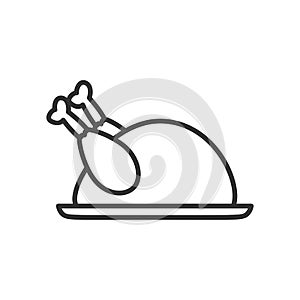 Thanksgiving Turkey Outline Icon on White