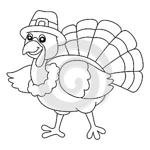 Thanksgiving Turkey Pilgrim Hat Isolated Coloring