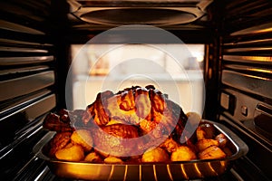Thanksgiving Turkey Roasting Inside Oven