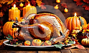 Thanksgiving turkey on the table. Selective focus.