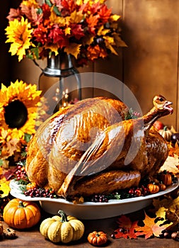 Thanksgiving turkey on the table. Selective focus.