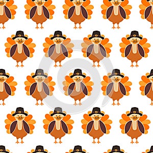 Thanksgiving Turkey wearing a face mask Seamless Vector Pattern. Turkeys Coronavirus social distancing background. Covid