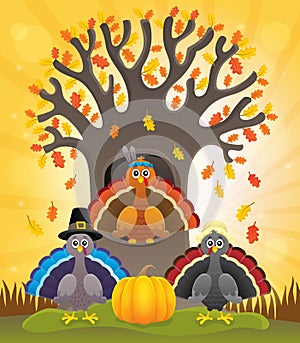 Thanksgiving turkeys thematic image 2