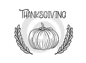 Thanksgiving typography. Give thanks hand drawn lettering illustration for Thanksgiving Day.