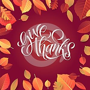 Thanksgiving Typography Poster. Celebration Huote Happy Thanksgiving for Holiday Postcard. Calligraphic logo or badge on Brown