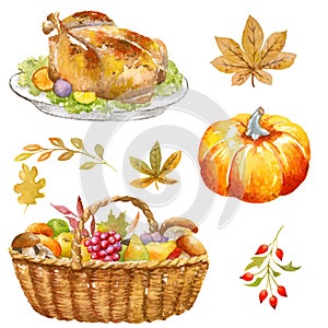 Thanksgiving watercolor clipart