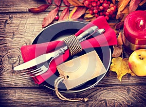 Thanksgiving wooden table served