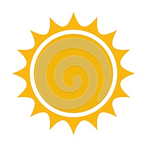 Yellow sun icon vector isolated on white background.