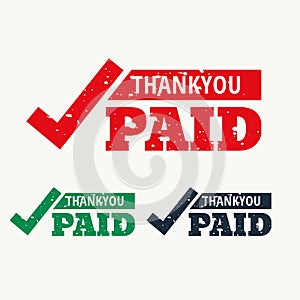 Thankyou and paid stamp vector