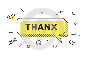 Thanx or Thank You. Banner, speech bubble, poster concept