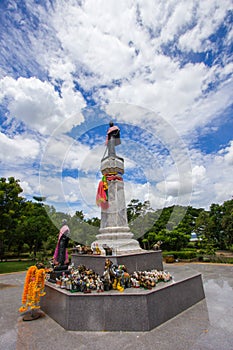 Thao Suranari statue with beautiful sky at Thao Suranari Park,Ban Nong Sarai,Pak Chong,Nakhon Ratchasima,Thailand.