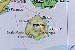 Thasos or Thassos on map