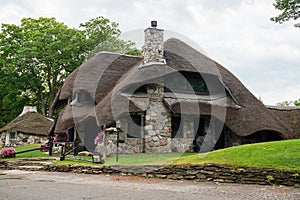 The Thatch House, famous mushroom house design by Earl Young, in Charlevoix, Michigan