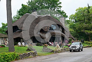 The Thatch House, famous mushroom house design by Earl Young, in Charlevoix, Michigan