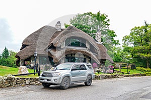 The Thatch House, famous mushroom house design by Earl Young, in Charlevoix, Michigan