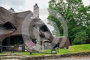 The Thatch House, famous mushroom house design by Earl Young, in Charlevoix, Michigan