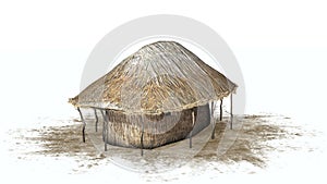 Thatch hut - on white background