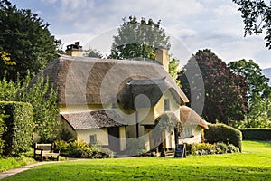 A thatched cottage in the village of Selworthy in Somerset