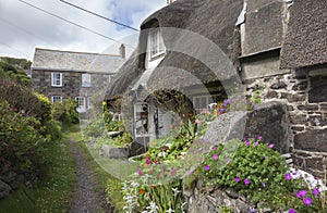 Thatched cottages at Cadgwith Cove, Cornwall, England