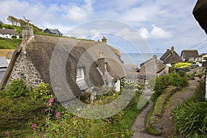 Thatched cottages at Cadgwith Cove, Cornwall, England