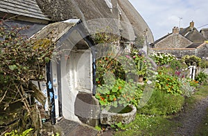 Thatched cottages at Cadgwith Cove, Cornwall, England