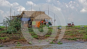 Thatched hut, Tonle Sap, Cambodia