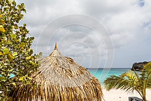 Thatched Roof on Curacao Beach