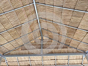 Thatched roof of the straw show background