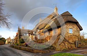 Thatched stone cottage, England