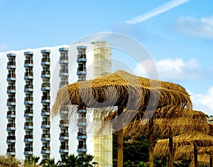 Thatched Umbrellas in Resort