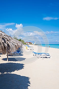 Thatched umbrellas at Varadero beach in Cuba