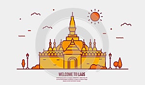 Thatluang stupa travelling attraction of Laos
