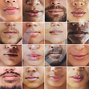 Thats a lotta lips. Composite image of an assortment of peoples mouths. photo