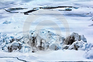 Thawed hummock of coastal ice