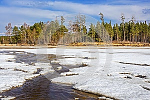 Thawing of ice on the Ob River