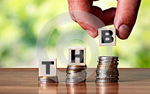 THB Thai currency word symbol - business concept