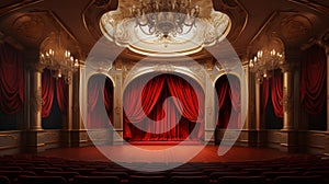 Theater background with wood stage and curtains