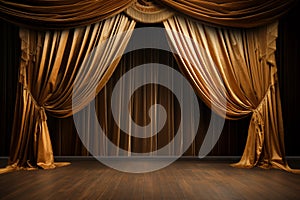 Theater background with wood stage and curtains