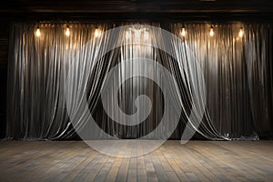 Theater background with wood stage and curtains