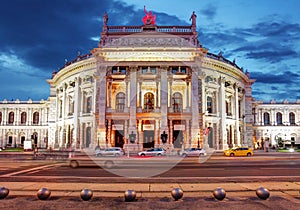 Theater Burgtheater of Vienna, Austria at night